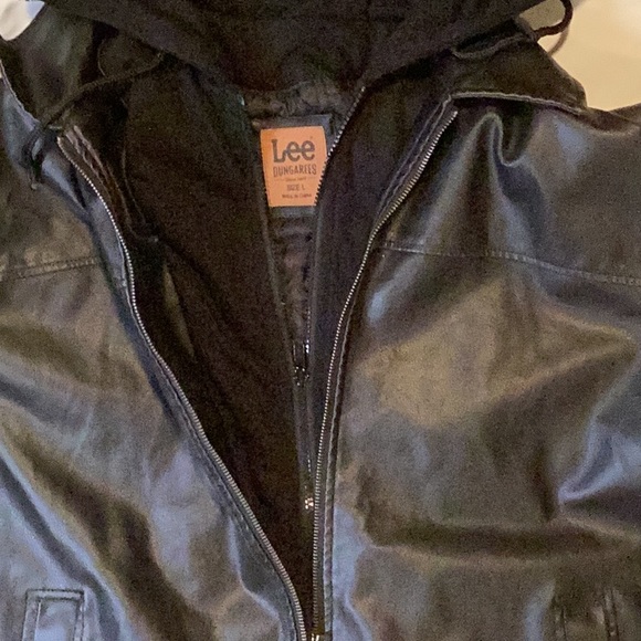 Lee’s Dungarees MENS Faux leather hooded Jacket SZ.L - Picture 6 of 14